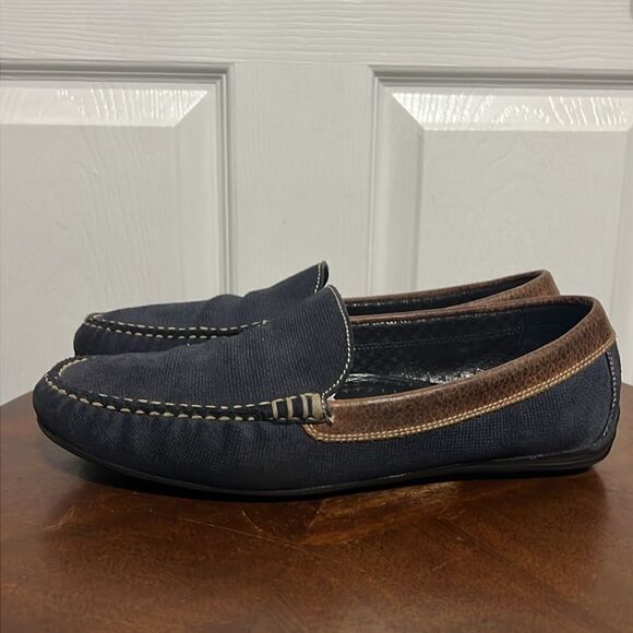 🔥🔥 MARTIN DINGMAN Royal Venetian Driving Loafer Men Size 9.5M Navy Blue Canvas - Picture 7 of 14